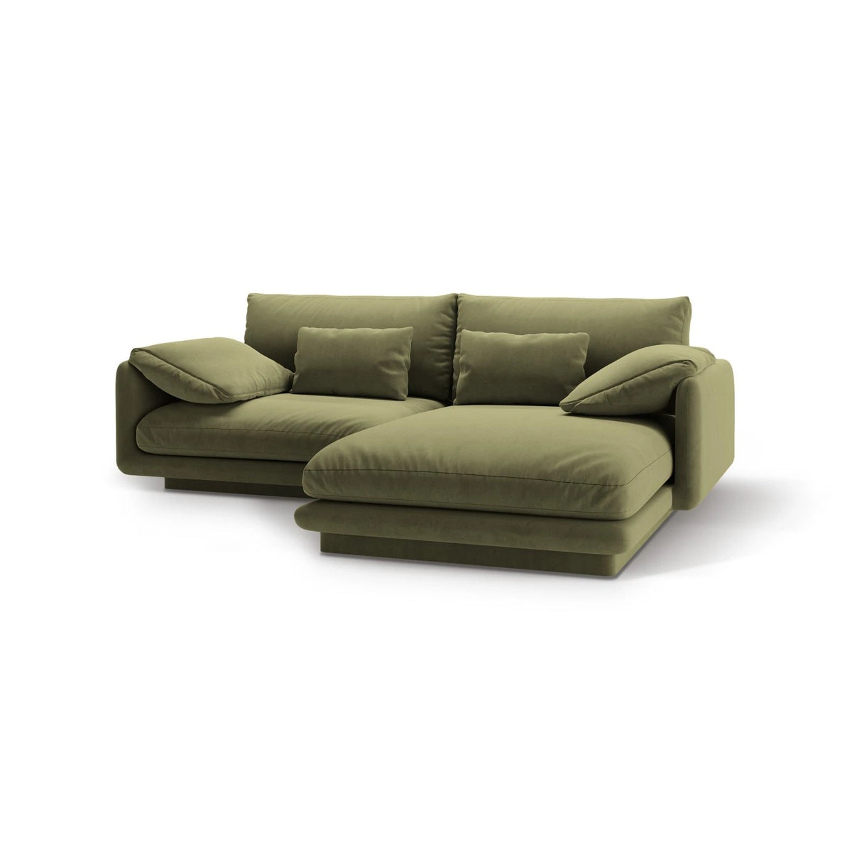 Torino Ecksofa, Rechte Seite, aus Samt (CasFor) in Light Green, 220x170 cm – Bild 5