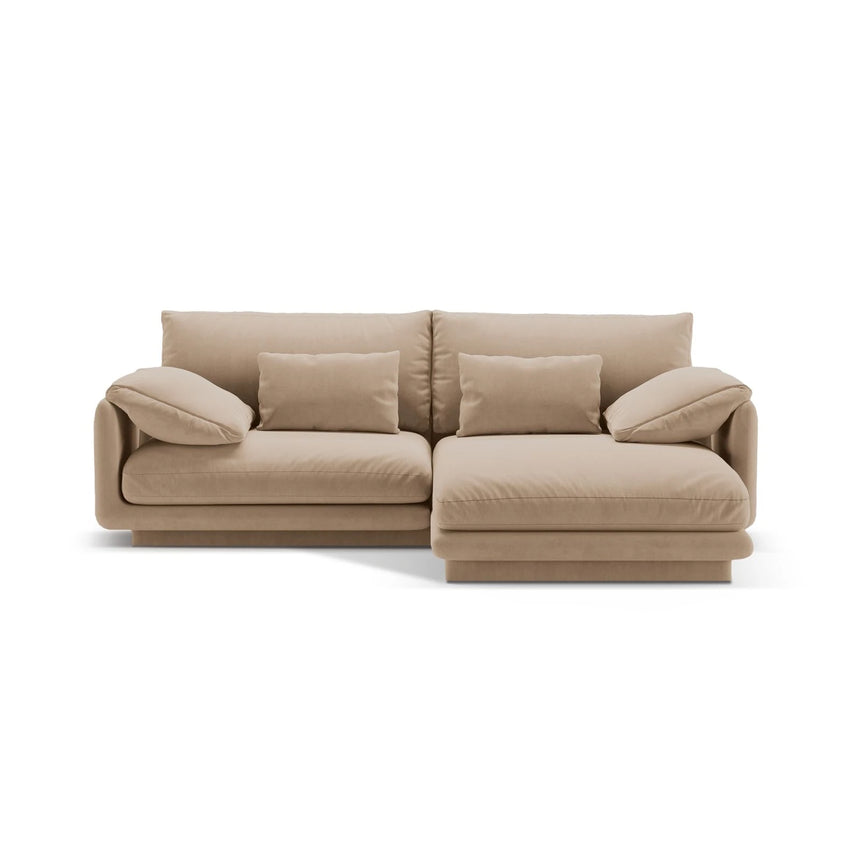 Torino Ecksofa, Rechte Seite, aus Samt (CasLio) in Sand, 220x170 cm – Bild 1