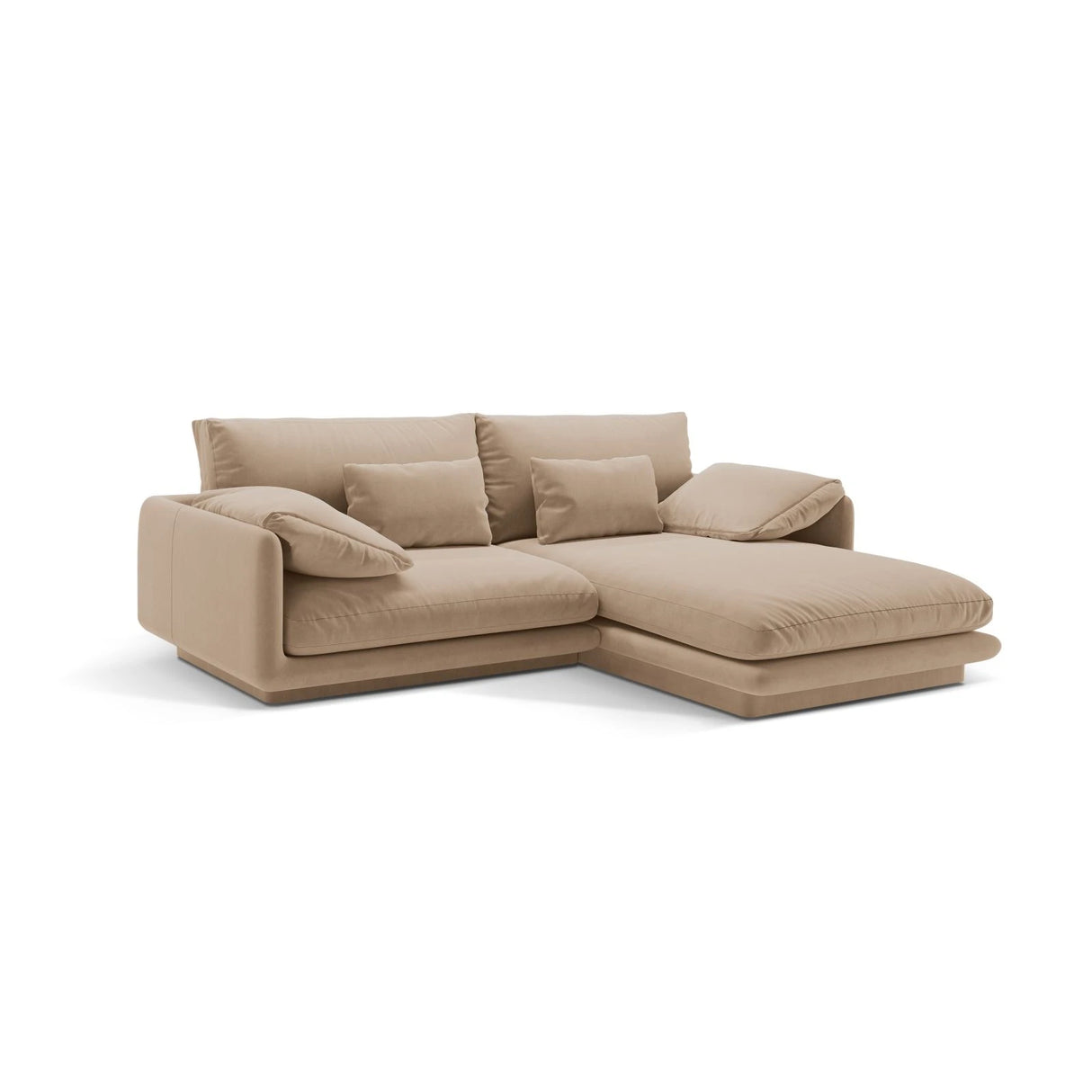 Torino Ecksofa, Rechte Seite, aus Samt (CasLio) in Sand, 220x170 cm – Bild 3