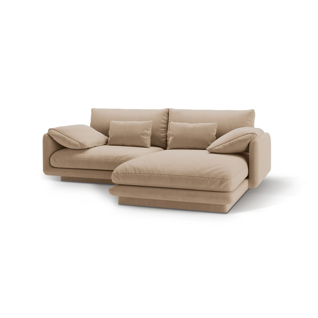 Torino Ecksofa, Rechte Seite, aus Samt (CasLio) in Sand, 220x170 cm – Bild 5