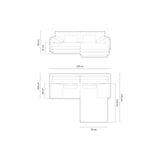 Torino Ecksofa, Rechte Seite, aus Samt oder Strukturstoff, 220x170 cm – Bild 2