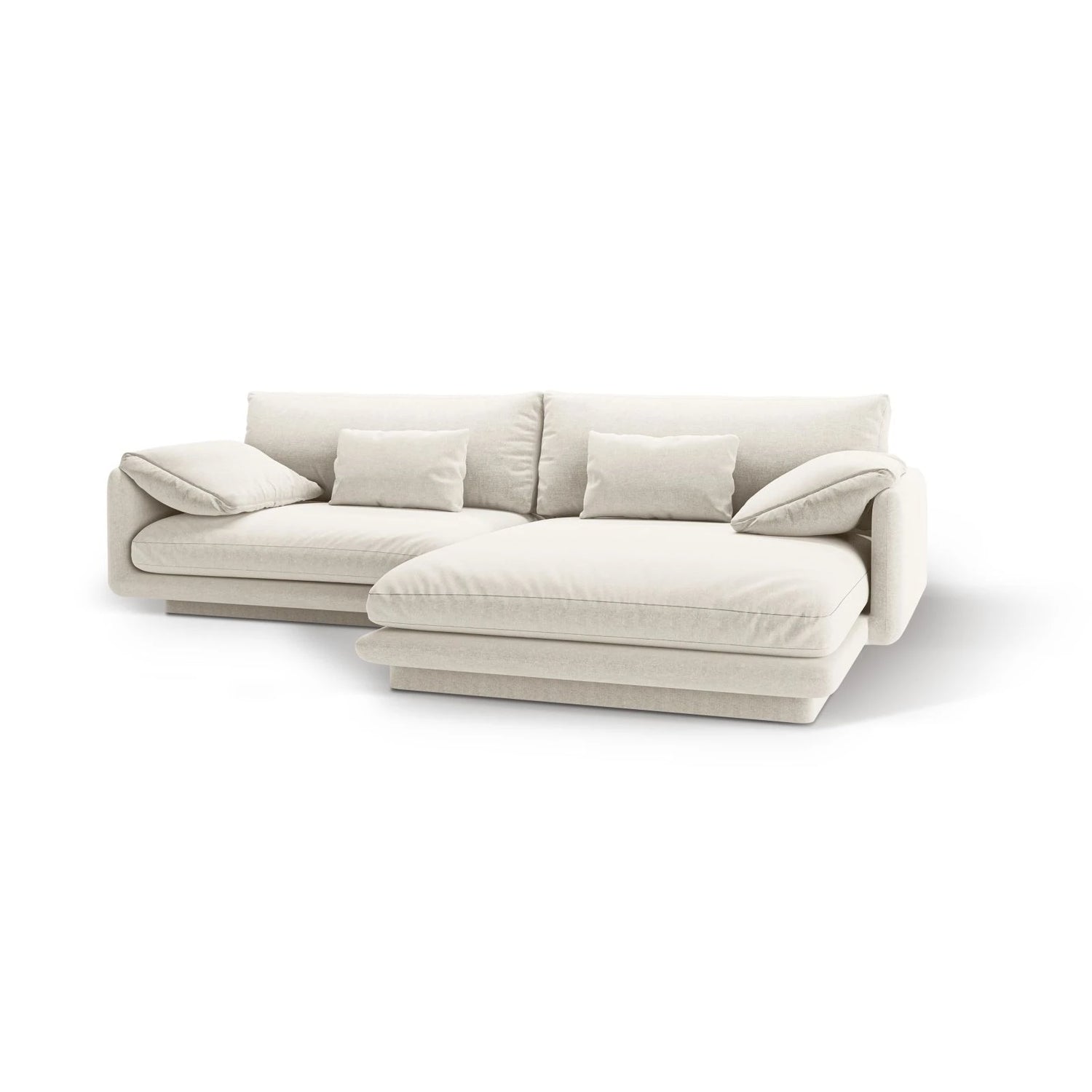 Torino Ecksofa, Rechte Seite, aus Strukturierter Stoff (Win02) in Elfenbein, 250x170 cm – Bild 5