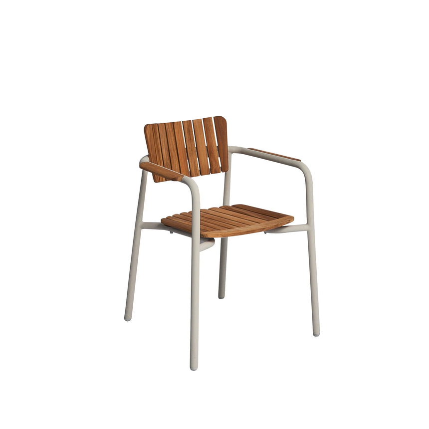 mindo 119 - Outdoor Stuhl mit Armlehnen aus Teakholz und Aluminium - ZEN ZONE Furniture