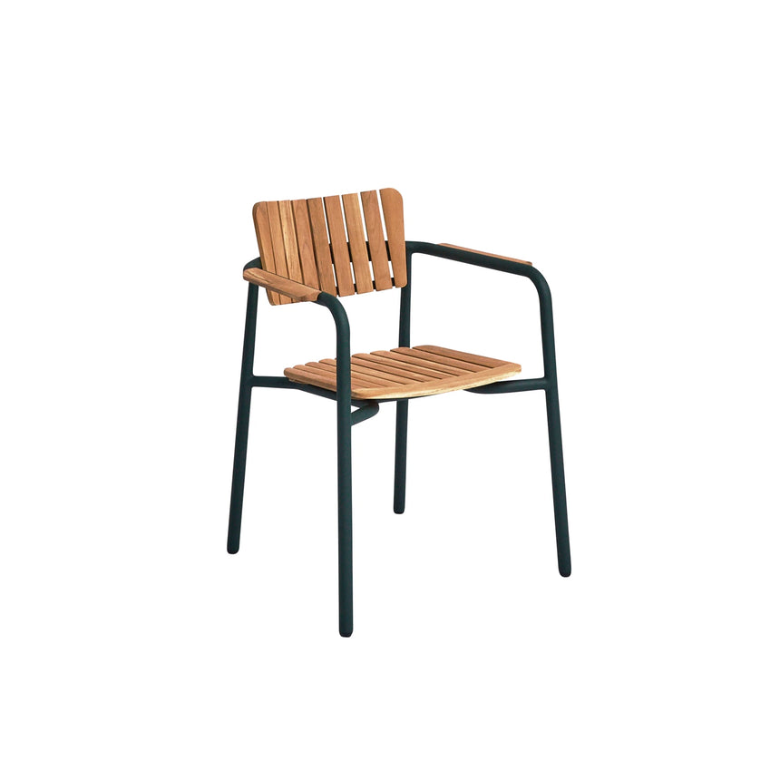 mindo 119 - Outdoor Stuhl mit Armlehnen aus Teakholz und Aluminium - ZEN ZONE Furniture