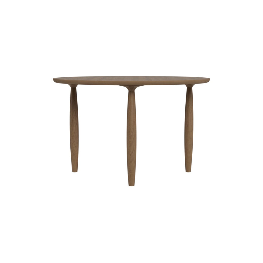 Esstisch Oku aus Eichenfurnier und Massivholz Eiche in Light Smoked, rund, 120×120×74 cm – Bild 1