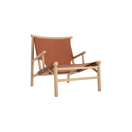 Sessel Samurai aus Massivholz Eiche und Sattelleder in Natur Brandy, 66×83×75 cm – Bild 1