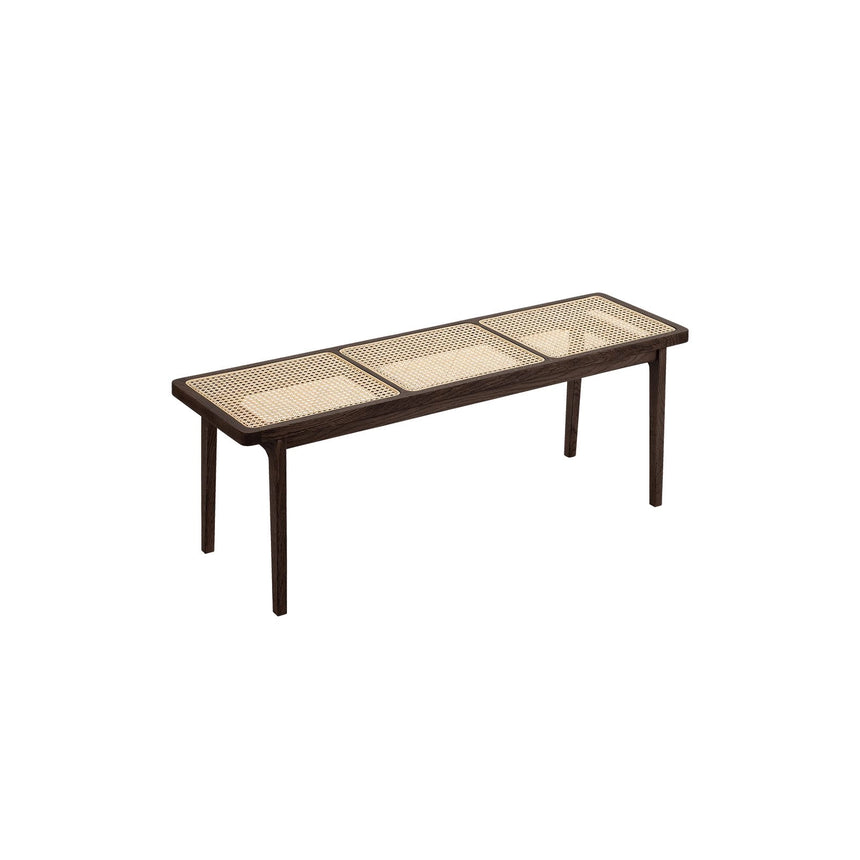 Sitzbank Le Roi aus Massivholz Esche und Rattan, 120×35×42 cm – Bild 1