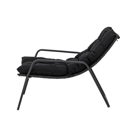 Boel Liegestuhl mit Hocker, Schwarz, Metall - ZEN ZONE Furniture