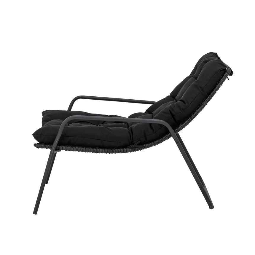 Boel Liegestuhl mit Hocker, Schwarz, Metall - ZEN ZONE Furniture