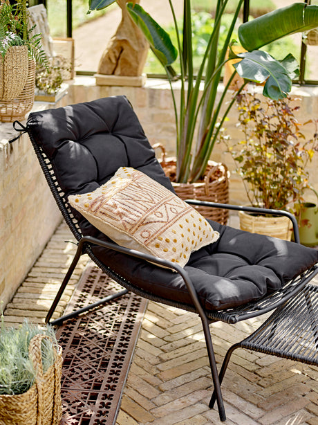 Boel Liegestuhl mit Hocker, Schwarz, Metall - ZEN ZONE Furniture