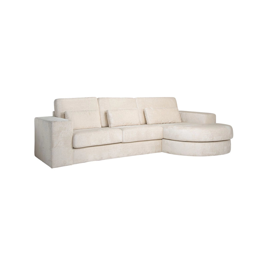 2,5-Sitzer Sofa Felix mit runder Ottomane rechts in white chenille, 300x160x89 cm von Richmond Interiors – Bild 1