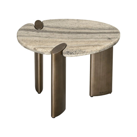 Beistelltisch Arcadia aus Travertin und Eisen in grau, 60x50x45 cm von Richmond Interiors – Bild 2