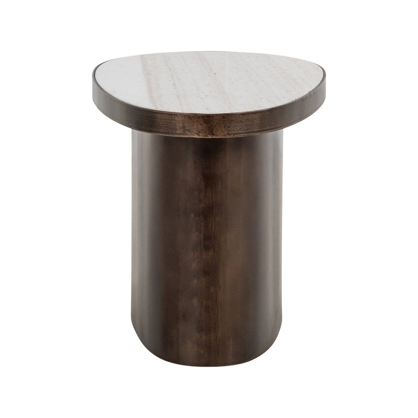 Beistelltisch Biloxi aus Morchana Marmor und Edelstahl in beige, 70x43,5x45 cm von Richmond Interiors – Bild 3