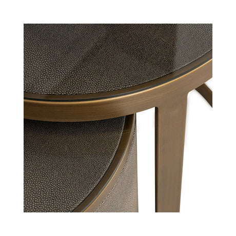 Beistelltisch Bloomville mit Glas aus Eichenfurnier in brass shagreen 2er-Set von Richmond Interiors – Produktbild 5