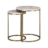 Beistelltisch Bottega aus Toronto-Marmor und Eisen in blush beige als 2er-Set, 45x45x58 cm von Richmond Interiors – Bild 2