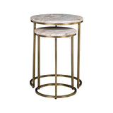 Beistelltisch Bottega aus Toronto-Marmor und Eisen in blush beige als 2er-Set, 45x45x58 cm von Richmond Interiors – Bild 3