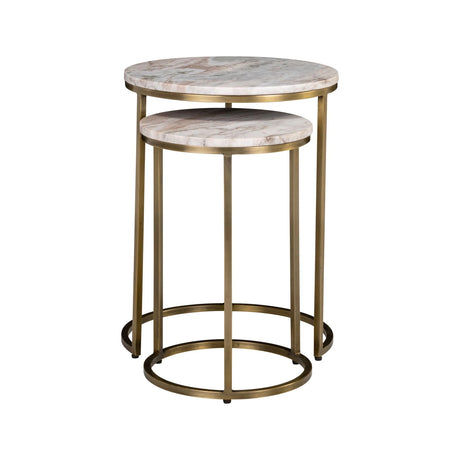 Beistelltisch Bottega aus Toronto-Marmor und Eisen in blush beige als 2er-Set, 45x45x58 cm von Richmond Interiors – Bild 3