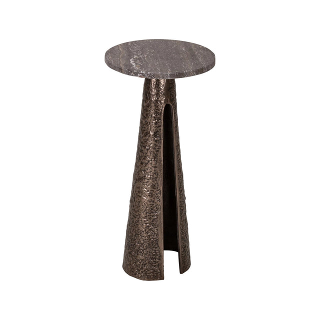 Beistelltisch Eldora aus Aluminium und Travertin in bronze, 25x25x53 cm von Richmond Interiors – Bild 1
