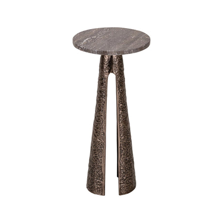 Beistelltisch Eldora aus Aluminium und Travertin in bronze, 25x25x53 cm von Richmond Interiors – Bild 3