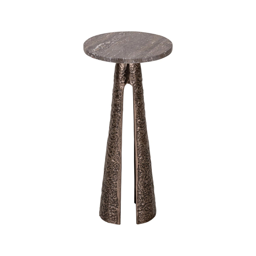 Beistelltisch Eldora aus Aluminium und Travertin in bronze, 25x25x53 cm von Richmond Interiors – Bild 3