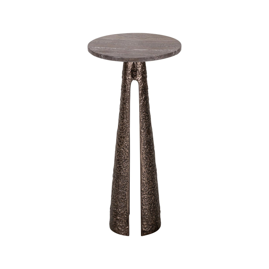 Beistelltisch Eldora aus Aluminium und Travertin in bronze, 30x30x63 cm von Richmond Interiors – Bild 1