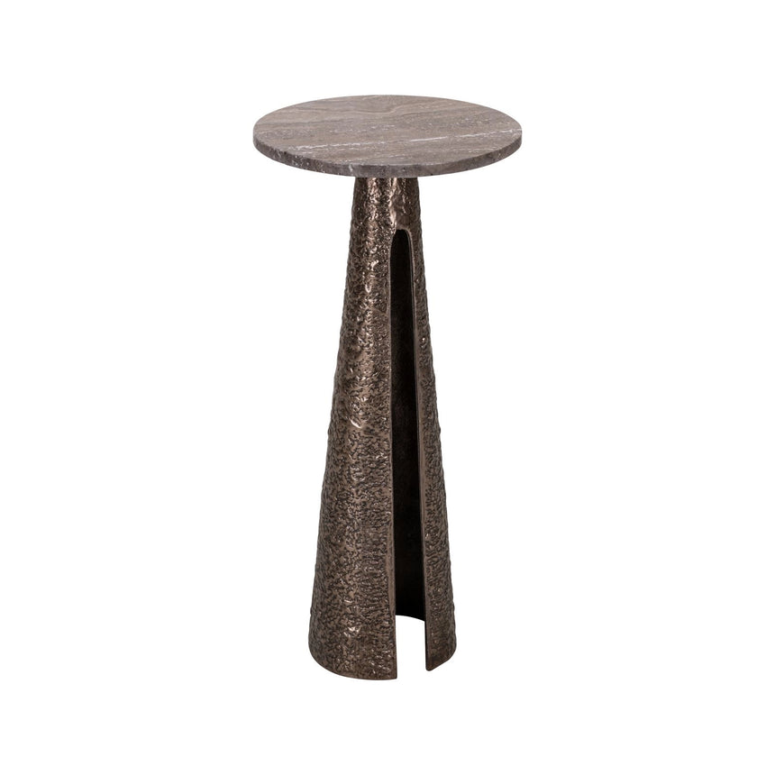 Beistelltisch Eldora aus Aluminium und Travertin in bronze, 30x30x63 cm von Richmond Interiors – Bild 3