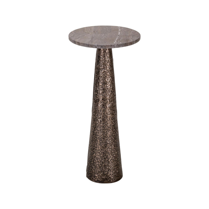Beistelltisch Eldora aus Aluminium und Travertin in bronze, 30x30x63 cm von Richmond Interiors – Bild 4