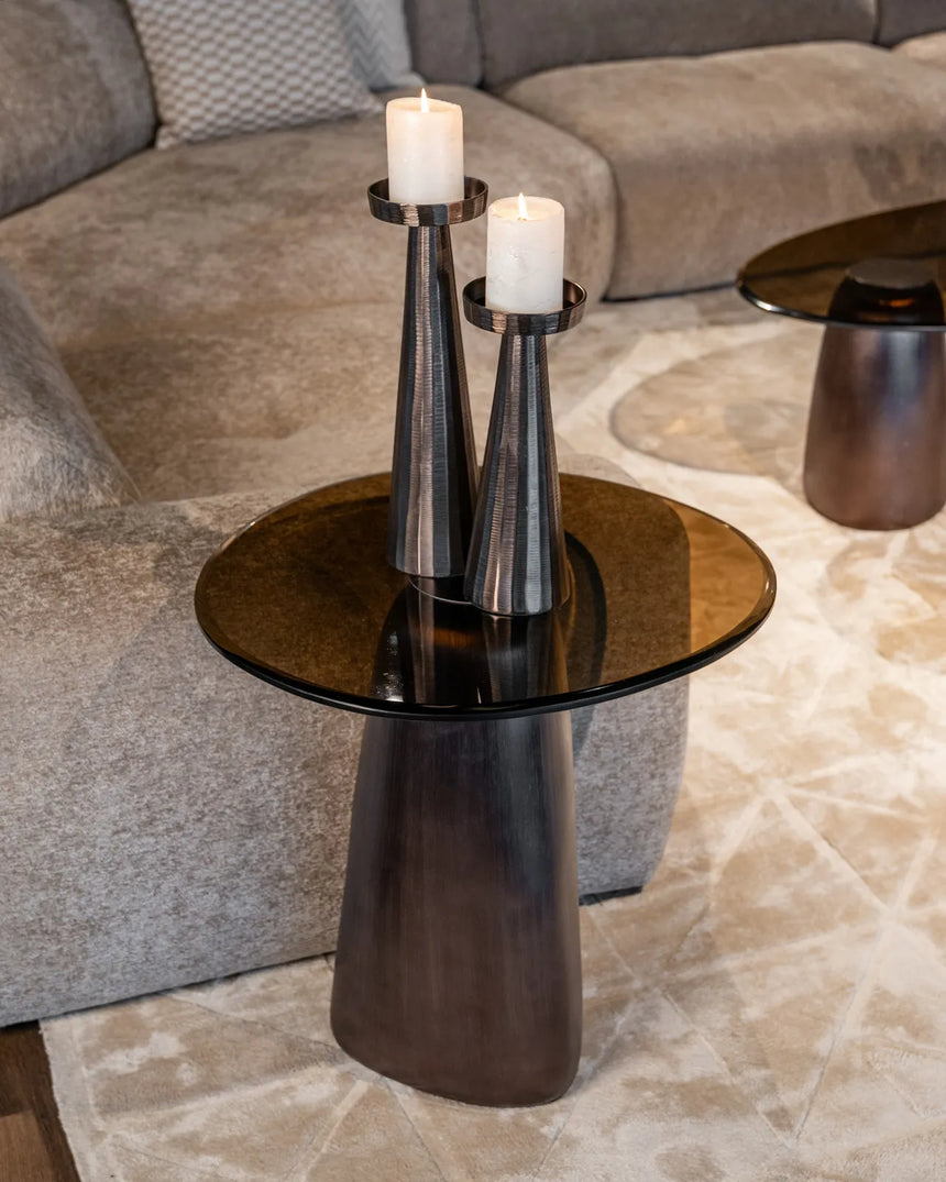 Beistelltisch Hayden aus Aluminium und Sicherheitsglas in bronze, 57x55x58 cm von Richmond Interiors – Bild 2