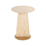 Beistelltisch Kibo aus Marmor und Travertin in beige, 45x45x57 cm von Richmond Interiors – Bild 3