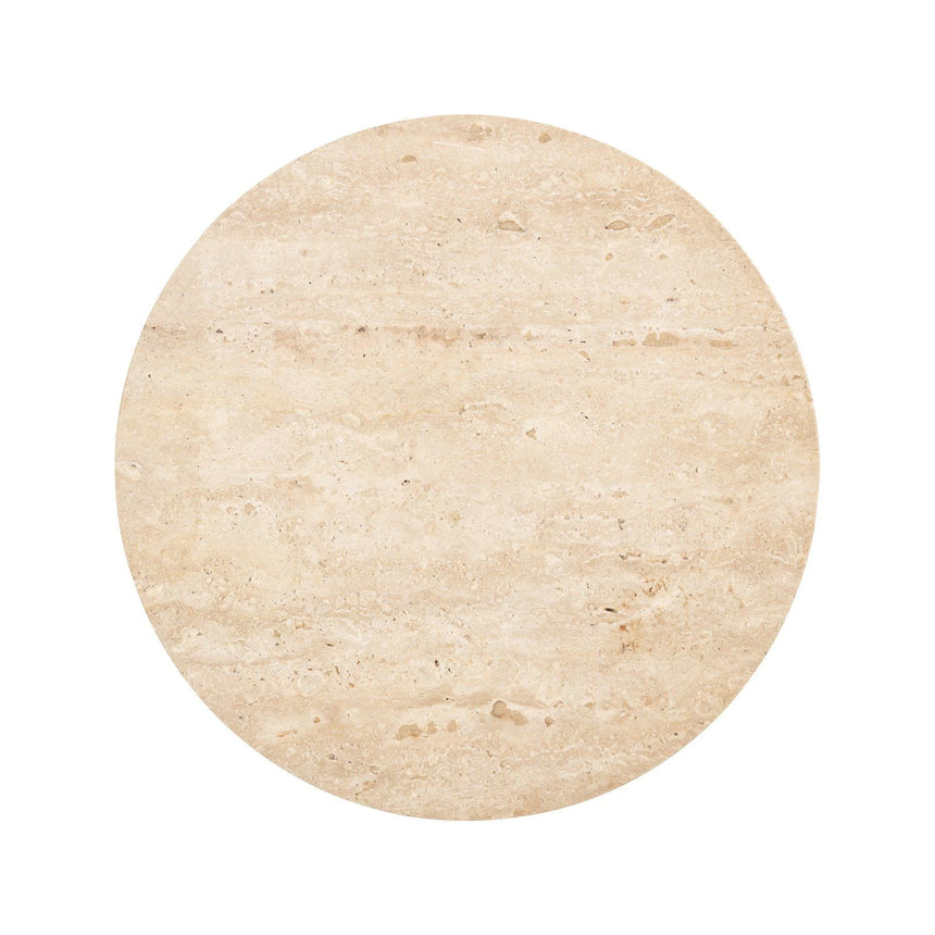 Beistelltisch Kibo aus Marmor und Travertin in beige, 45x45x57 cm von Richmond Interiors – Bild 4