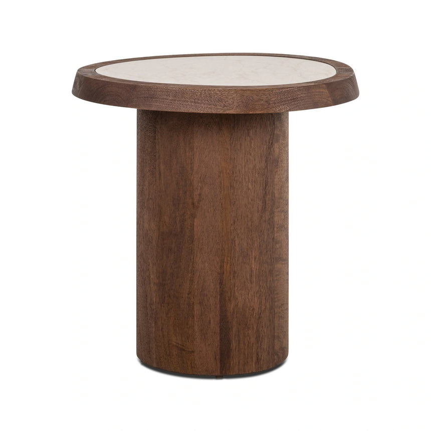 Beistelltisch Melrose aus Botticino-Marmor und Mangoholz in spicebrown, 50x39x51 cm von Richmond Interiors – Produktbild 2