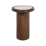 Beistelltisch Melrose aus Botticino-Marmor und Mangoholz in spicebrown, 50x39x51 cm von Richmond Interiors – Produktbild 3