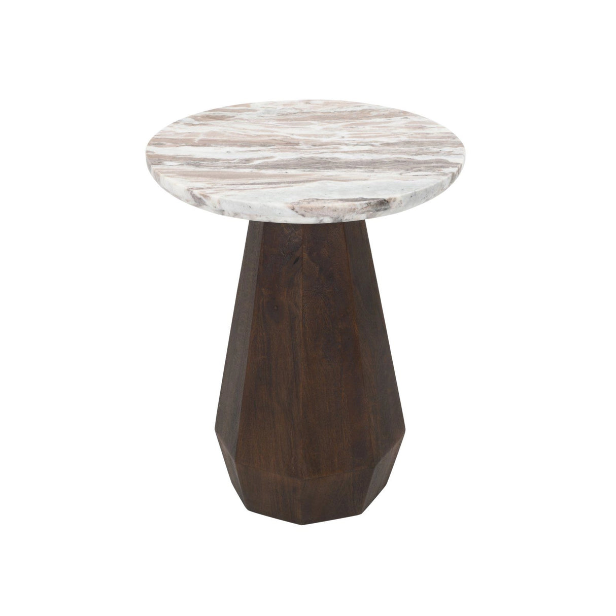 Beistelltisch Oberoy aus Toronto-Marmor und Mangoholz in Blush beige, 45x45x56 cm von Richmond Interiors – Produktbild 1