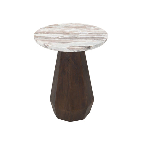 Beistelltisch Oberoy aus Toronto-Marmor und Mangoholz in Blush beige, 45x45x56 cm von Richmond Interiors – Produktbild 1