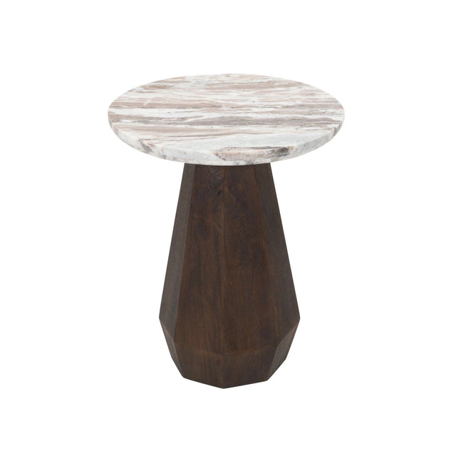 Beistelltisch Oberoy aus Toronto-Marmor und Mangoholz in Blush beige, 45x45x56 cm von Richmond Interiors – Produktbild 1