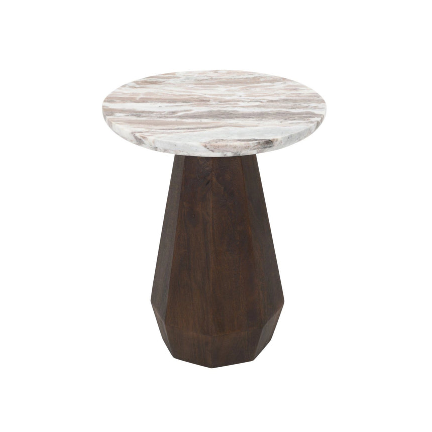 Beistelltisch Oberoy aus Toronto-Marmor und Mangoholz in Blush beige, 45x45x56 cm von Richmond Interiors – Produktbild 1