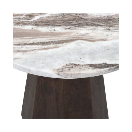 Beistelltisch Oberoy aus Toronto-Marmor und Mangoholz in Blush beige, 45x45x56 cm von Richmond Interiors – Produktbild 12