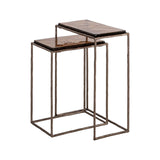 Beistelltisch Villano aus Eisen und Glas in bronze als 2er-Set, 46x23x55 cm von Richmond Interiors – Bild 2