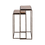 Beistelltisch Villano aus Eisen und Glas in bronze als 2er-Set, 46x23x55 cm von Richmond Interiors – Bild 4