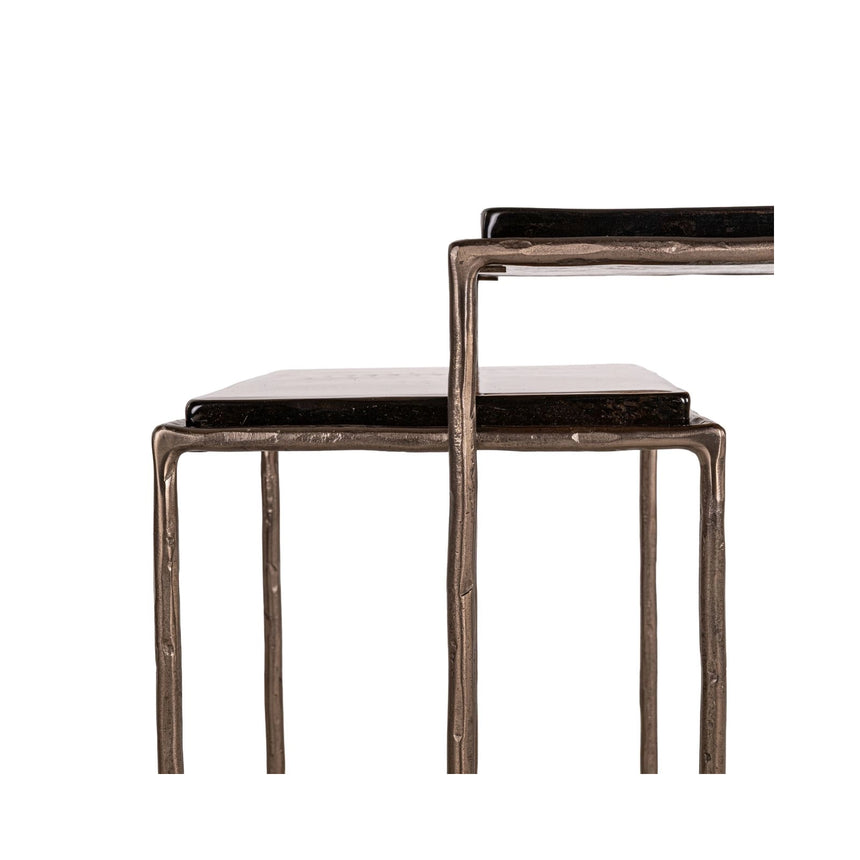 Beistelltisch Villano aus Eisen und Glas in bronze als 2er-Set, 46x23x55 cm von Richmond Interiors – Bild 7