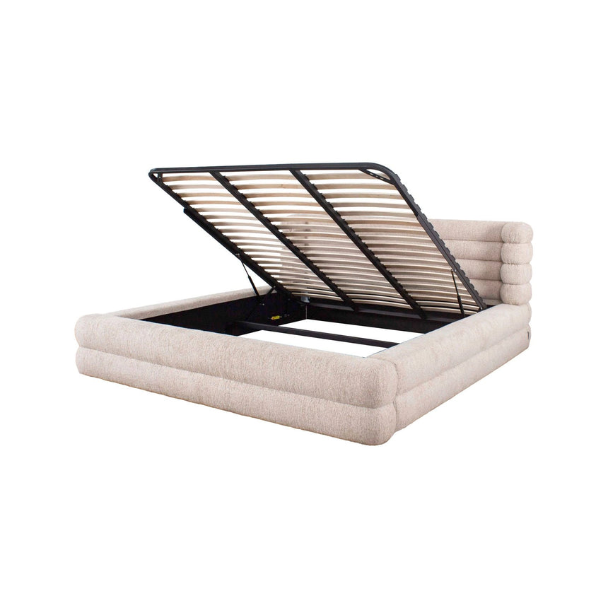 Bett Obidis mit Stauraum in natural linear für Matratzen 180x210 cm, ohne Matratze, 219x245x101 cm von Richmond Interiors – Bild 5