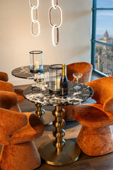 Bistrotisch Witlox aus Edelstahl und Marmorimitat in schwarz/gold, 75x75x76 cm von Richmond Interiors – Bild 7