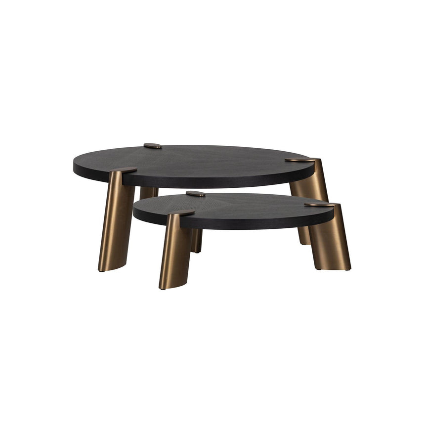 Couchtisch Alexander Jones (Brody) aus Eichenfurnier in gold/schwarz (Set of 2), 122x122x42 cm von Richmond Interiors – Produktbild 1
