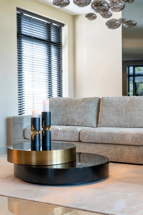 Couchtisch Alexander Jones (Slice) in schwarz/gold, 112x112x35 cm von Richmond Interiors – Produktbild 4