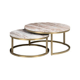 Couchtisch Bottega aus Toronto-Marmor und Eisen in blush beige als 2er-Set, 85x85x40 cm von Richmond Interiors – Bild 1