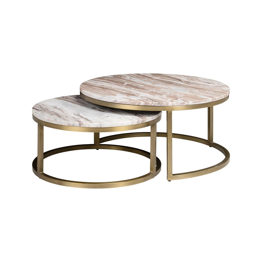 Couchtisch Bottega aus Toronto-Marmor und Eisen in blush beige als 2er-Set, 85x85x40 cm von Richmond Interiors – Bild 1