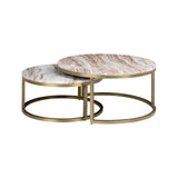 Couchtisch Bottega aus Toronto-Marmor und Eisen in blush beige als 2er-Set, 85x85x40 cm von Richmond Interiors – Bild 2