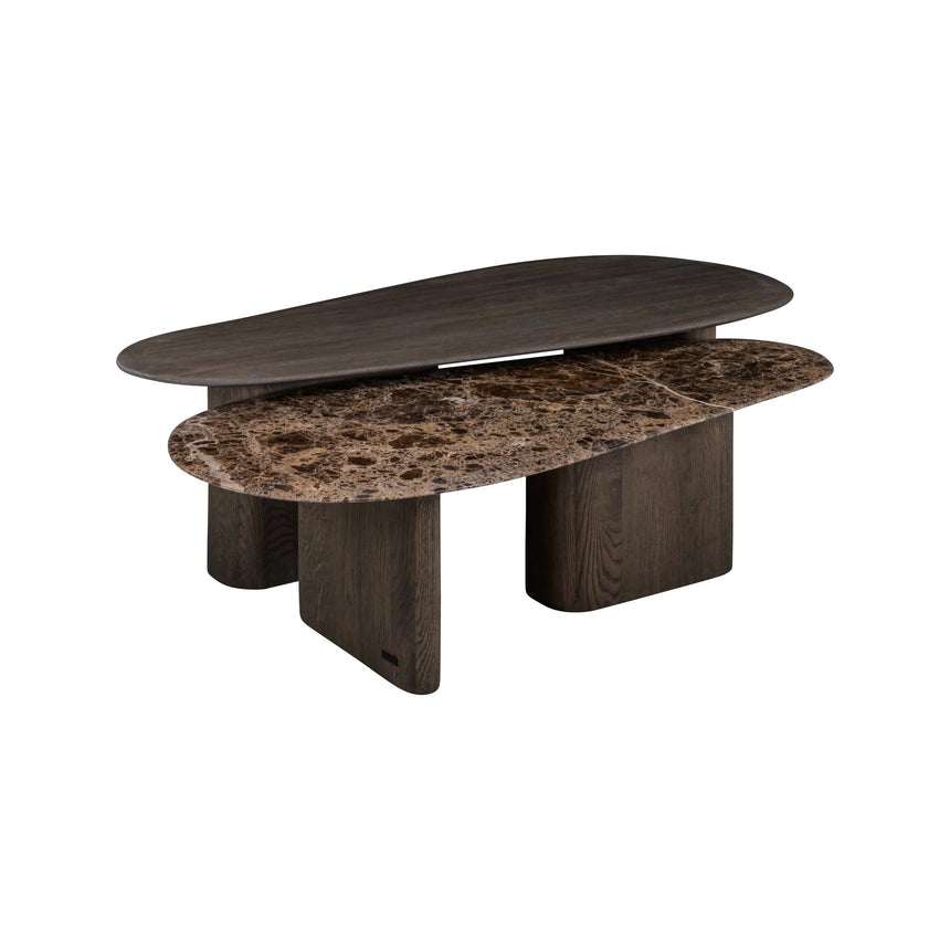 Couchtisch Castello aus Eichenholz und Emperador-Marmor in rauchanthrazit als 2er-Set von Richmond Interiors – Bild 1