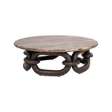 Couchtisch Chainey aus Travertin und Mangoholz in aschbraun, 110x110x35 cm von Richmond Interiors – Bild 1
