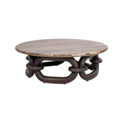Couchtisch Chainey aus Travertin und Mangoholz in aschbraun, 110x110x35 cm von Richmond Interiors – Bild 1